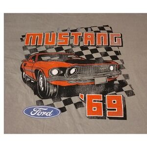 Mens Ford Mustang 69 Graphic T Shirt Gray Short Sleeve Comfort Wash Size L 11